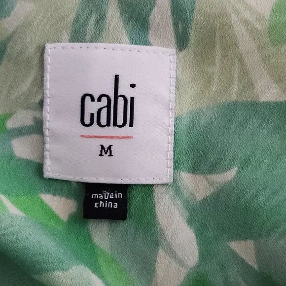 Cabi Castaway Tropical Palm Leaf Mini Dress Women's Size M Green - Picture 6 of 7